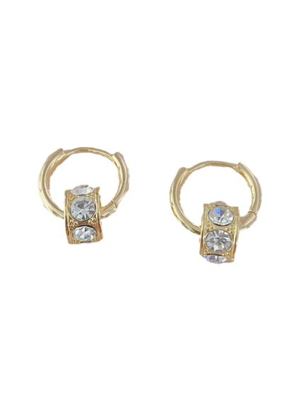 New simple and versatile diamond hoop earrings-chiquechics