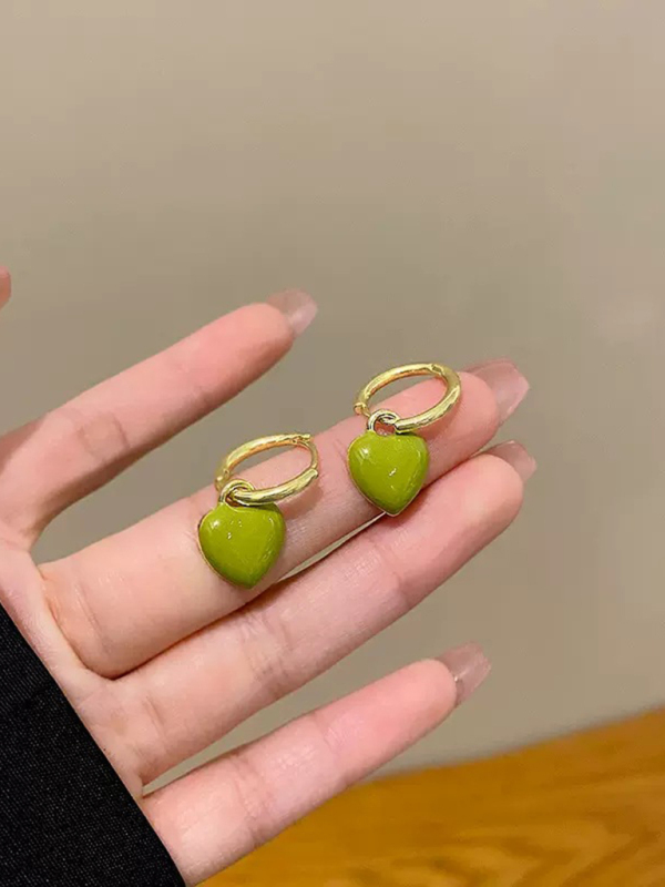 New French drip glaze red love retro earrings-chiquechics