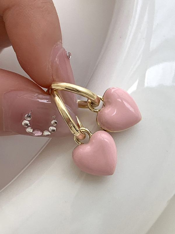 New French drip glaze red love retro earrings-chiquechics