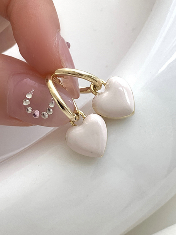 New French drip glaze red love retro earrings-chiquechics