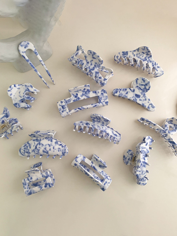 New vintage blue and white blue and white porcelain pattern hairpin-chiquechics