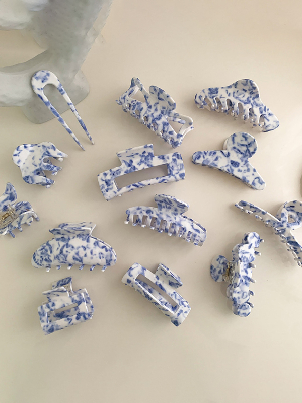 New vintage blue and white blue and white porcelain pattern hairpin-chiquechics