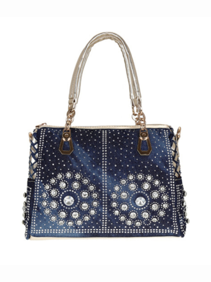 Denim bag canvas hand-held diamond shoulder crossbody bag tote bag-chiquechics