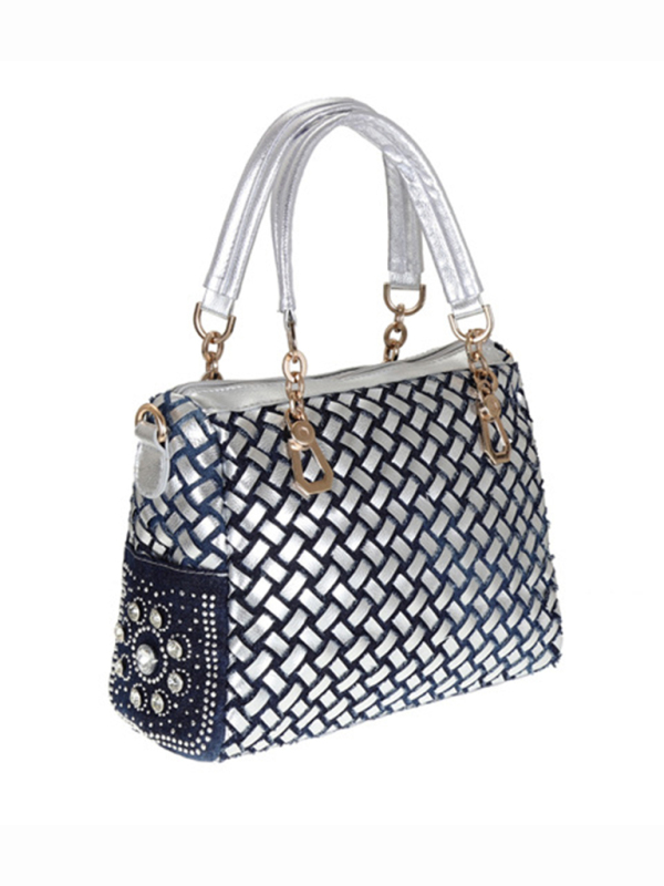 Denim bag canvas hand-held diamond shoulder crossbody bag tote bag-chiquechics