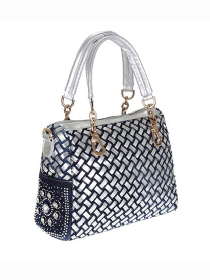 Denim bag canvas hand-held diamond shoulder crossbody bag tote bag-chiquechics