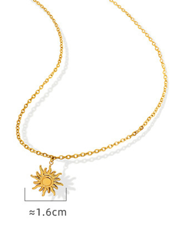 New clavicle chain fashionable simple small sun pendant titanium steel necklace-chiquechics