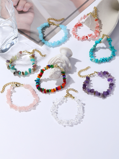 Bohemian Colorful Gravel Bracelet Natural Stone Bracelet-chiquechics