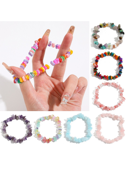 Bohemian Colorful Gravel Bracelet Natural Stone Bracelet-chiquechics