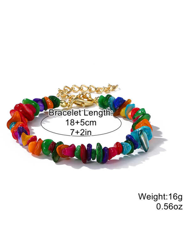 Bohemian Colorful Gravel Bracelet Natural Stone Bracelet-chiquechics