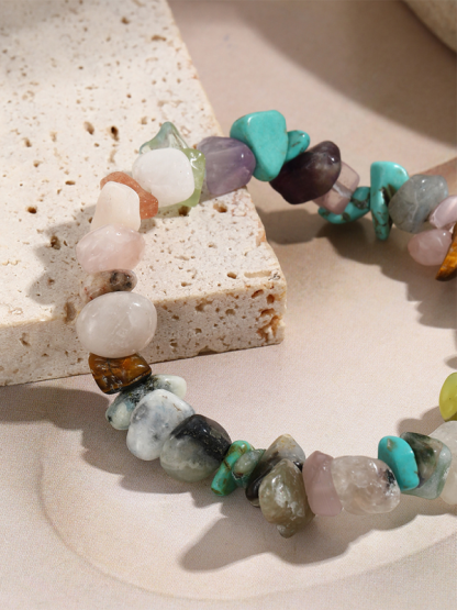 Bohemian Colorful Gravel Bracelet Natural Stone Bracelet-chiquechics