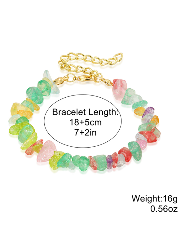 Bohemian Colorful Gravel Bracelet Natural Stone Bracelet-chiquechics