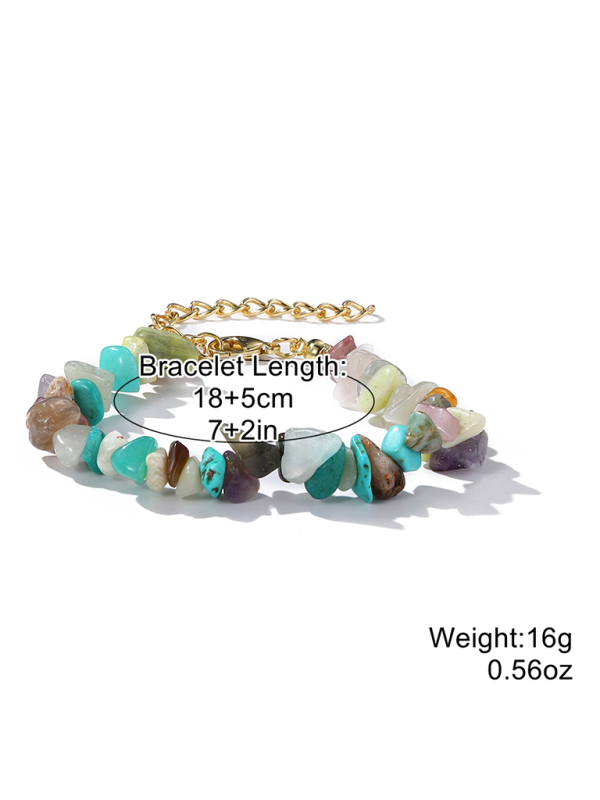 Bohemian Colorful Gravel Bracelet Natural Stone Bracelet-chiquechics