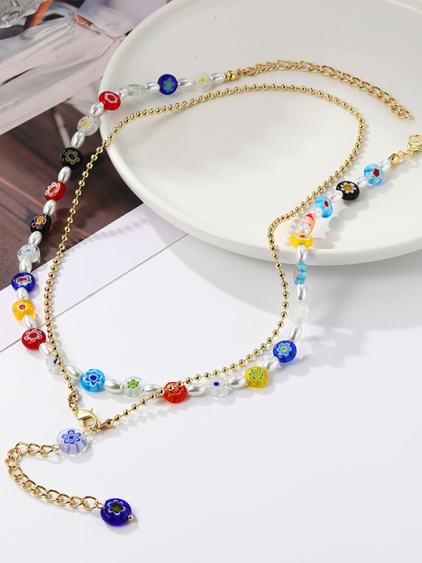 Five-pointed star stacked zircon metal necklace multi-layer necklace new style-chiquechics