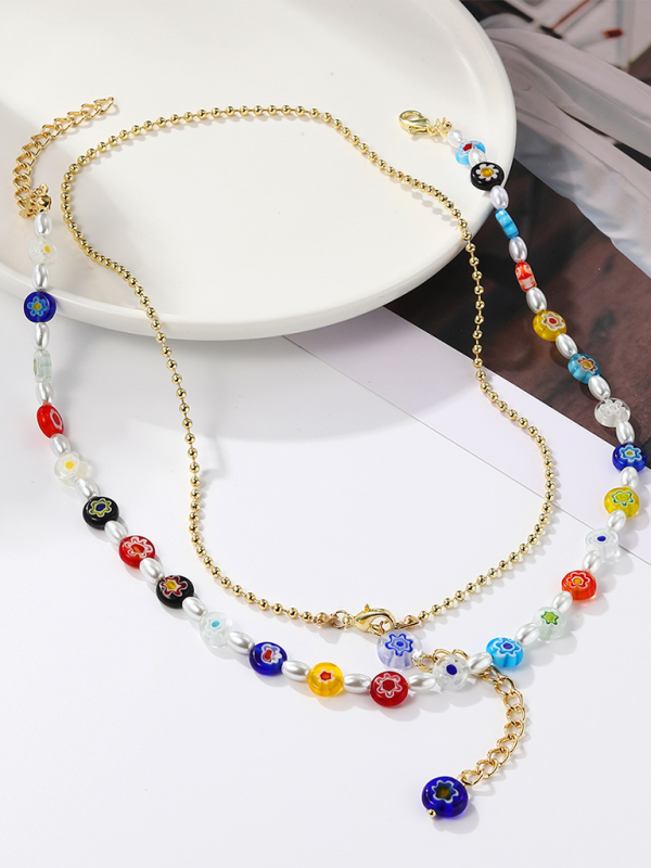 Five-pointed star stacked zircon metal necklace multi-layer necklace new style-chiquechics