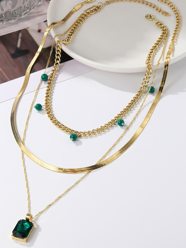 Five-pointed star stacked zircon metal necklace multi-layer necklace new style-chiquechics