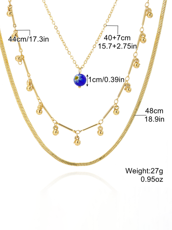 Five-pointed star stacked zircon metal necklace multi-layer necklace new style-chiquechics