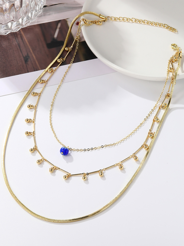 Five-pointed star stacked zircon metal necklace multi-layer necklace new style-chiquechics