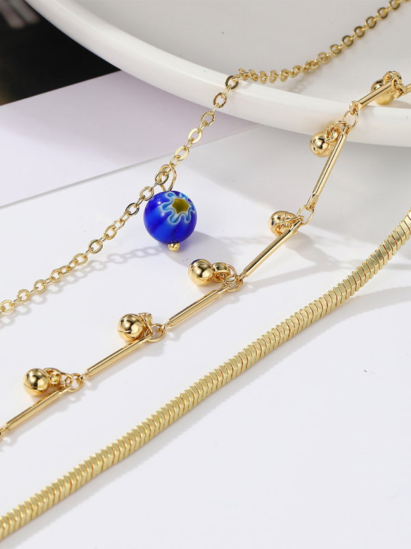 Five-pointed star stacked zircon metal necklace multi-layer necklace new style-chiquechics
