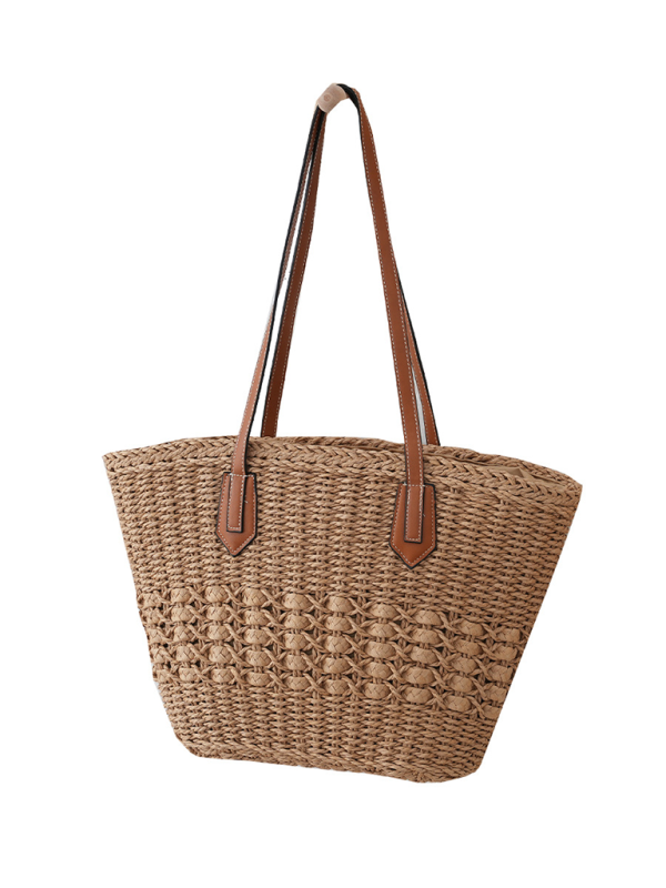 New single shoulder straw bag casual fashion beach vacation large capacity handbag tote bag-chiquechics