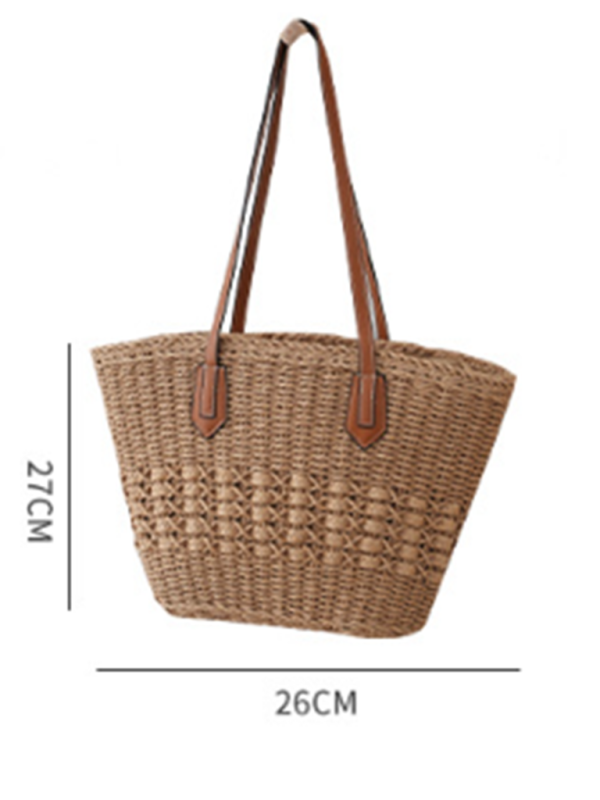 New single shoulder straw bag casual fashion beach vacation large capacity handbag tote bag-chiquechics