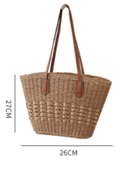 New single shoulder straw bag casual fashion beach vacation large capacity handbag tote bag-chiquechics