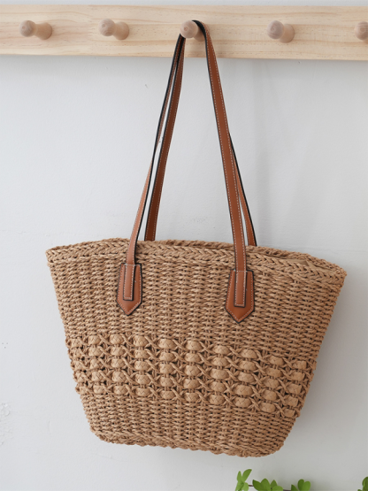 New single shoulder straw bag casual fashion beach vacation large capacity handbag tote bag-chiquechics