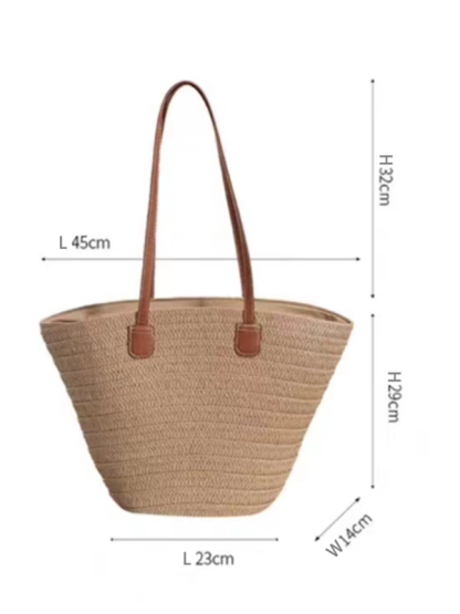 Single shoulder messenger woven bag women's new large capacity holiday beach bag commuter tote bag-chiquechics