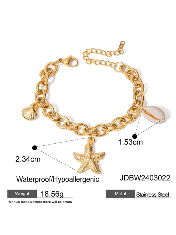 New beach style ocean starfish pearl shell conch bracelet jewelry-chiquechics