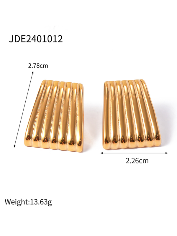 New versatile simple gold striped earrings-chiquechics