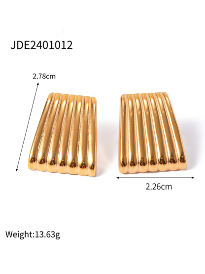 New versatile simple gold striped earrings-chiquechics