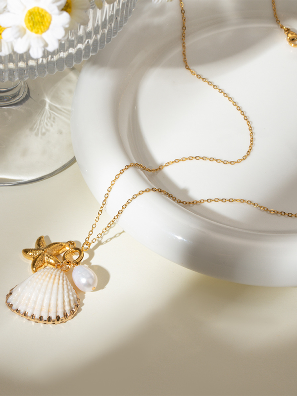 New ocean series pearl accessories, fashionable and versatile starfish shell necklaces and necklaces-chiquechics