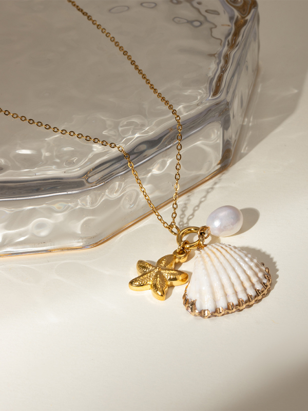 New ocean series pearl accessories, fashionable and versatile starfish shell necklaces and necklaces-chiquechics