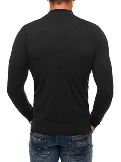 Zipper Turtleneck Fashion Casual Solid Color Slim Turtleneck Knitted Sweater-chiquechics