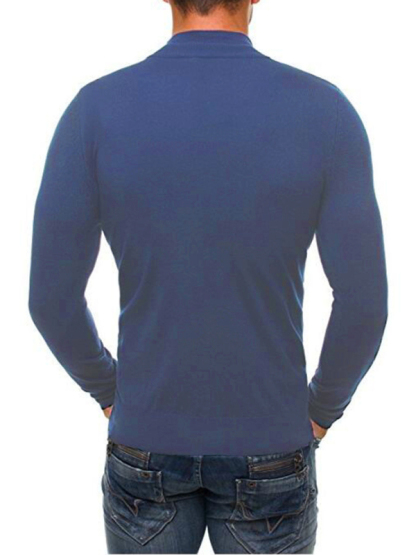 Zipper Turtleneck Fashion Casual Solid Color Slim Turtleneck Knitted Sweater-chiquechics