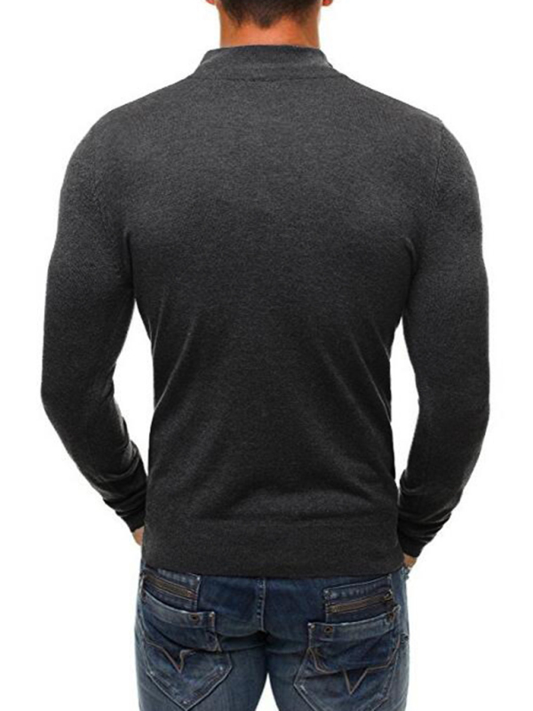 Zipper Turtleneck Fashion Casual Solid Color Slim Turtleneck Knitted Sweater-chiquechics