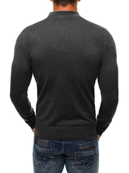 Zipper Turtleneck Fashion Casual Solid Color Slim Turtleneck Knitted Sweater-chiquechics