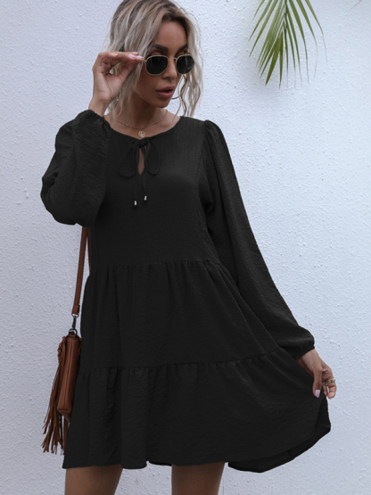 Casual Solid Woven Polyester Everyday Dress for Spring-Summer-chiquechics