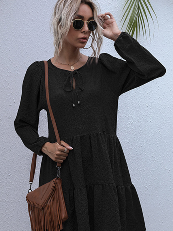 Casual Solid Woven Polyester Everyday Dress for Spring-Summer-chiquechics