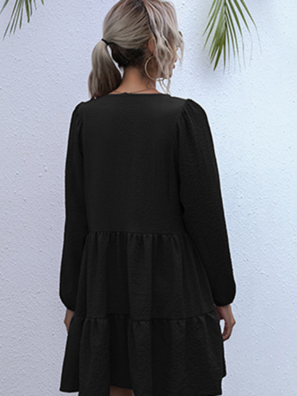 Casual Solid Woven Polyester Everyday Dress for Spring-Summer-chiquechics