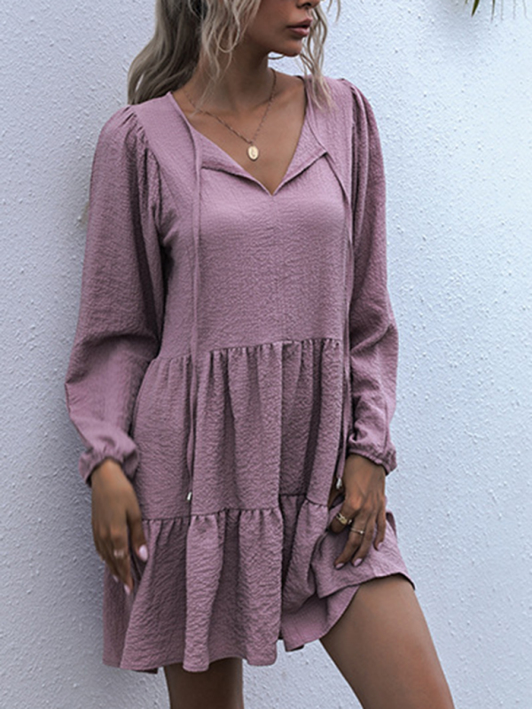 Casual Solid Woven Polyester Everyday Dress for Spring-Summer-chiquechics