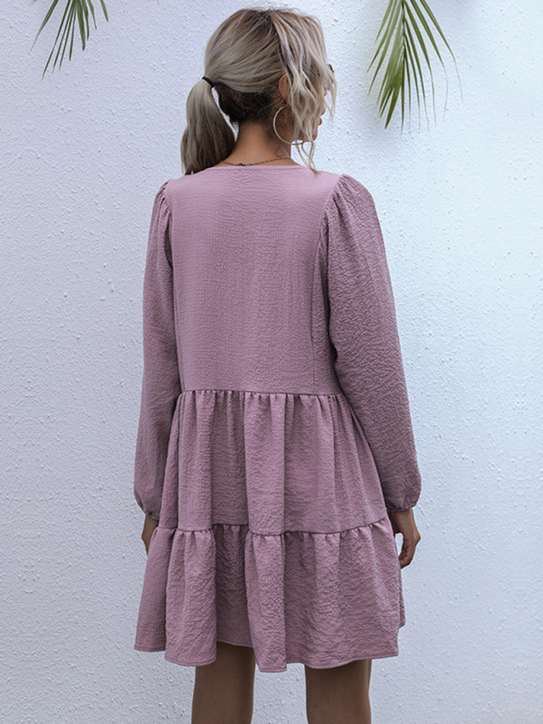 Casual Solid Woven Polyester Everyday Dress for Spring-Summer-chiquechics