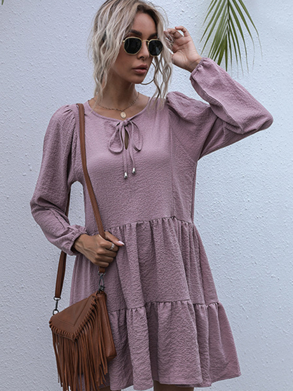 Casual Solid Woven Polyester Everyday Dress for Spring-Summer-chiquechics