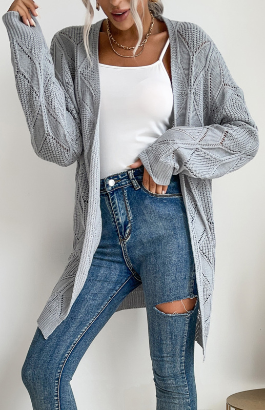Ladies Fashion Thin Twist Sweater Cardigan-chiquechics