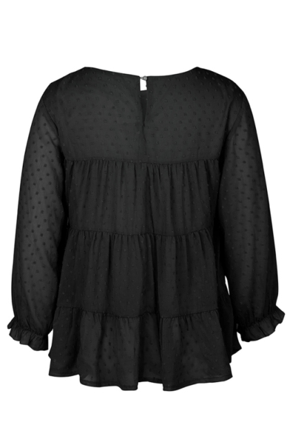 Ladies Casual Round Neck Casual Jacquard Top-chiquechics