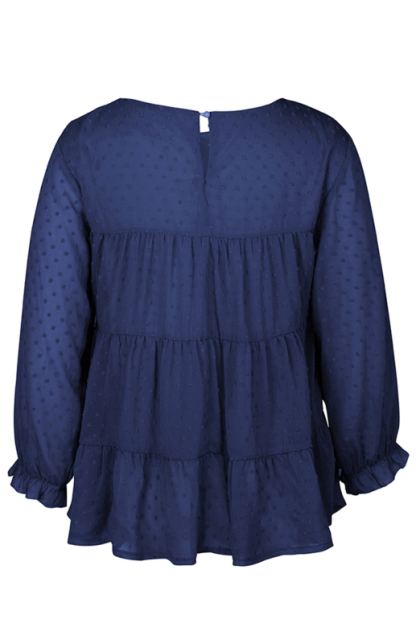 Ladies Casual Round Neck Casual Jacquard Top-chiquechics