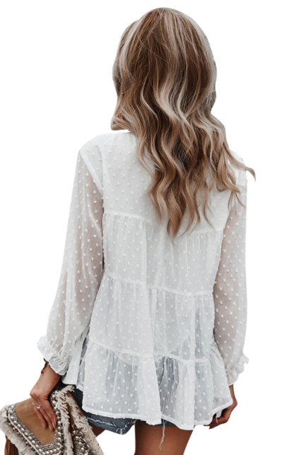 Ladies Casual Round Neck Casual Jacquard Top-chiquechics