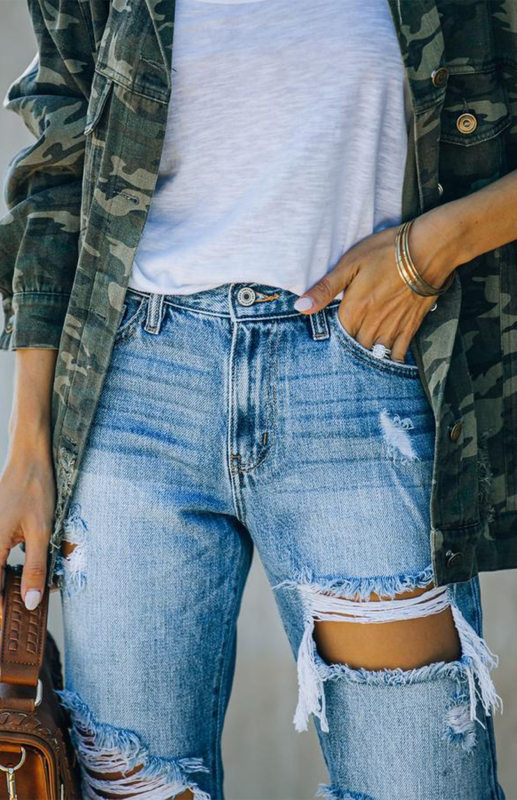 Women's Character Ripped Ripped Beggar Jeans-chiquechics