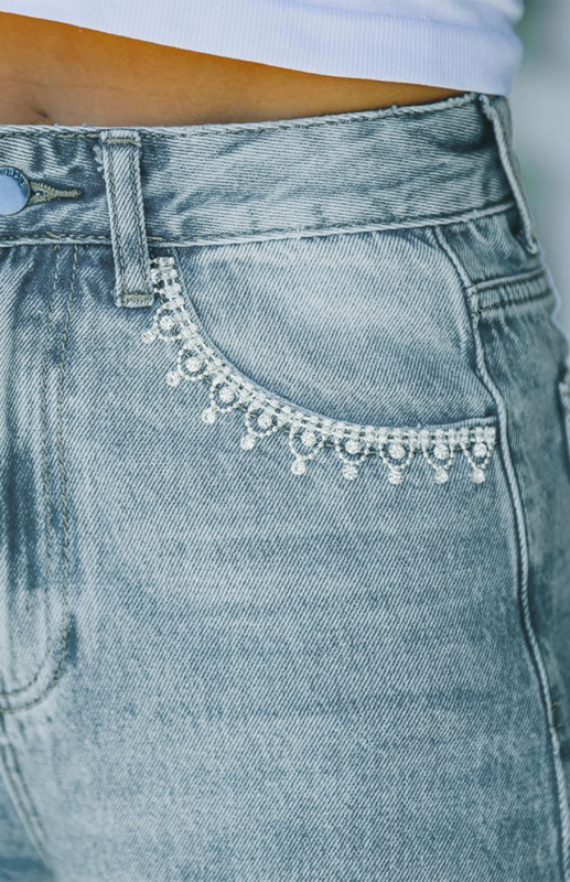 Women's Petal Pocket Temperament Loose Wash Jeans-chiquechics