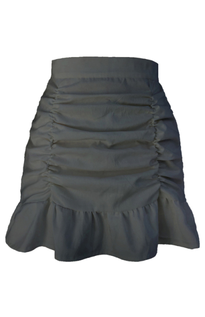 Pleated Ruffle High-Waisted Hip Fishtail Half-Body Skirt-chiquechics