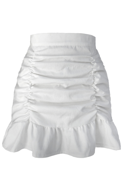 Pleated Ruffle High-Waisted Hip Fishtail Half-Body Skirt-chiquechics